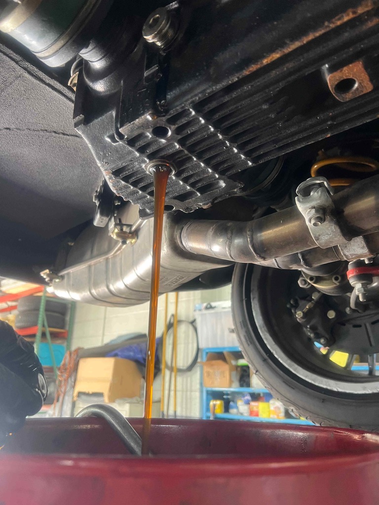 Engine oil draining during service
